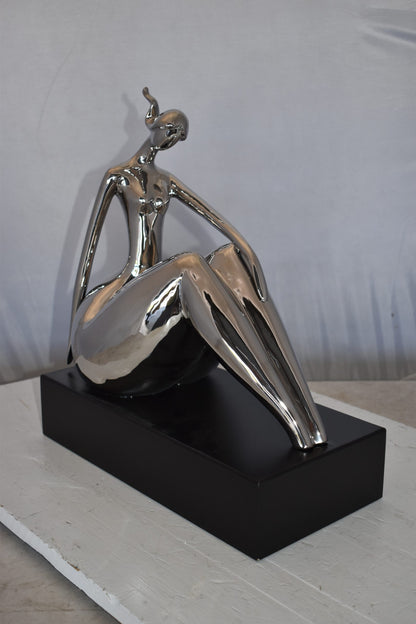 Modern Art Ceramic Posing Lady Statue Size: 15" x 7" x 17"H