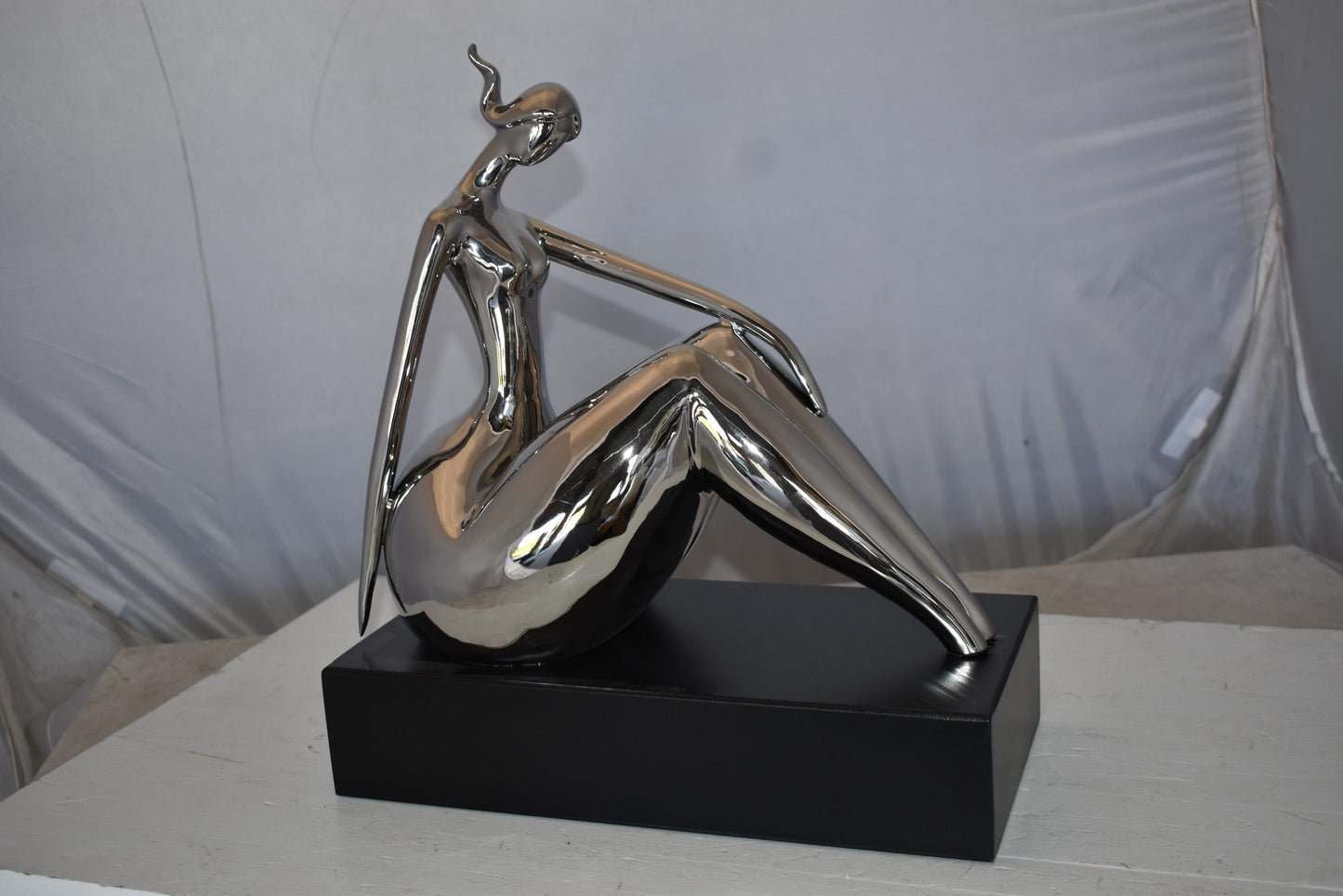 Modern Art Ceramic Posing Lady Statue Size: 15" x 7" x 17"H
