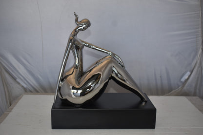 Modern Art Ceramic Posing Lady Statue Size: 15" x 7" x 17"H