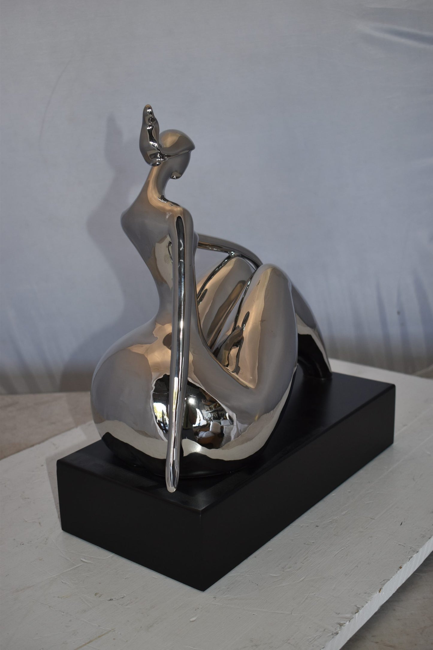 Modern Art Ceramic Posing Lady Statue Size: 15" x 7" x 17"H