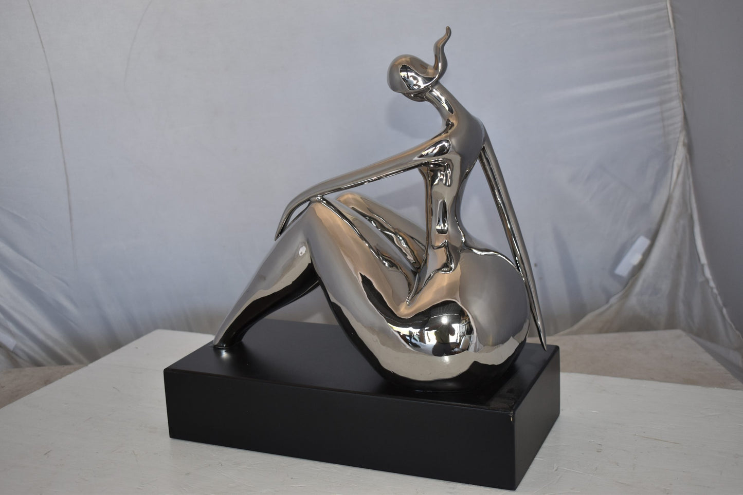 Modern Art Ceramic Posing Lady Statue Size: 15" x 7" x 17"H