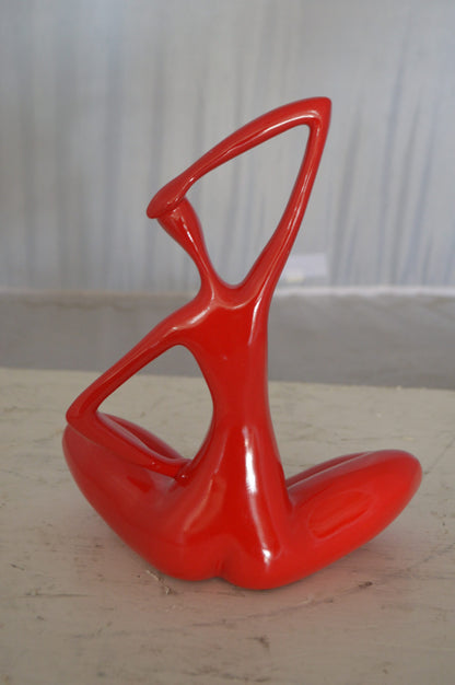 Modern Art Ballet Dancer Sitting Red Resin Statue -  Size: 9"L x 5"W x 11"H.