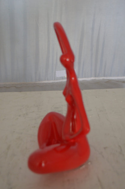 Modern Art Ballet Dancer Sitting Red Resin Statue -  Size: 9"L x 5"W x 11"H.