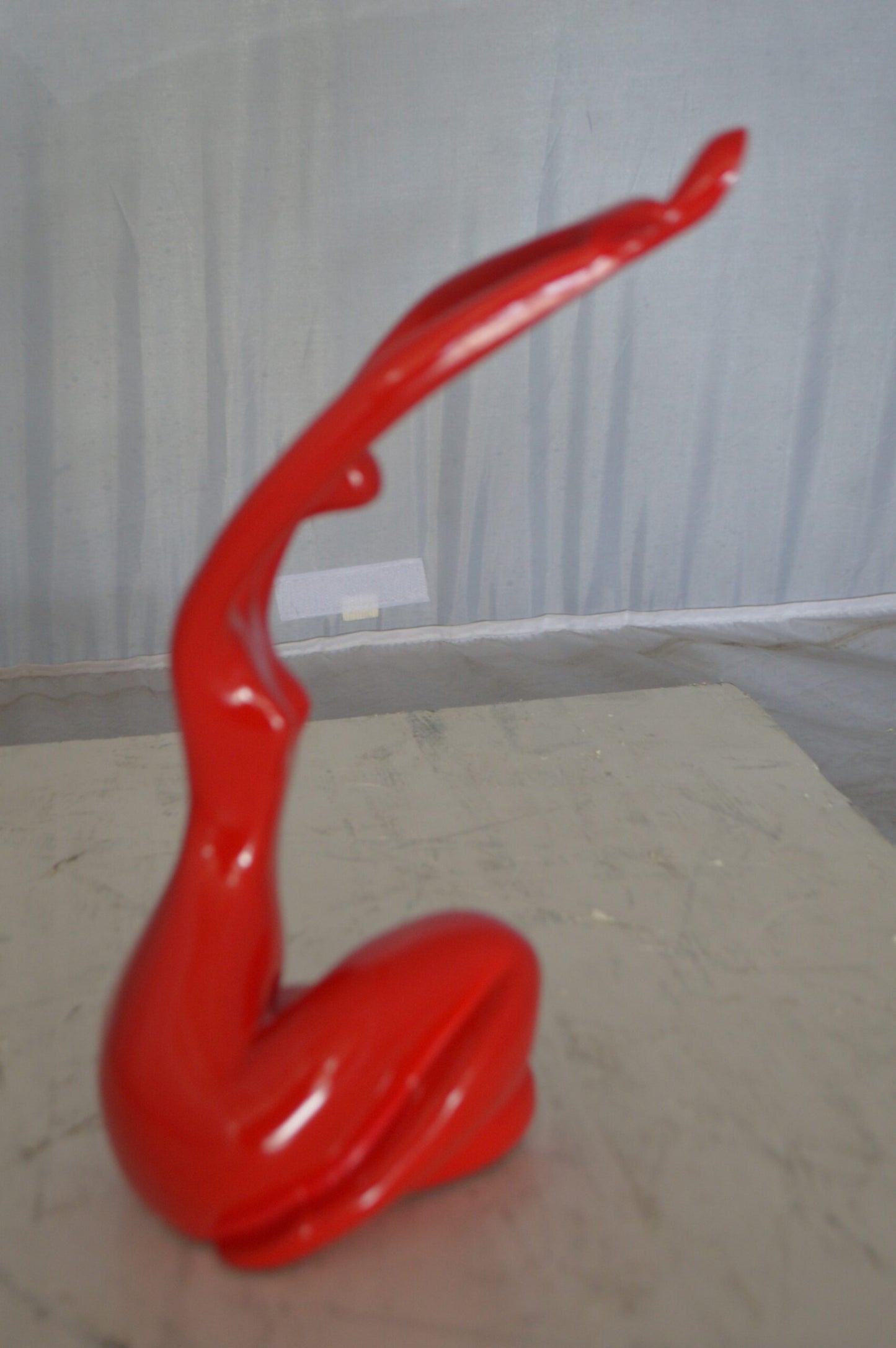 Modern Art Dancer in Action Red Resin Statue -  Size: 4"L x 6"W x 13"H.