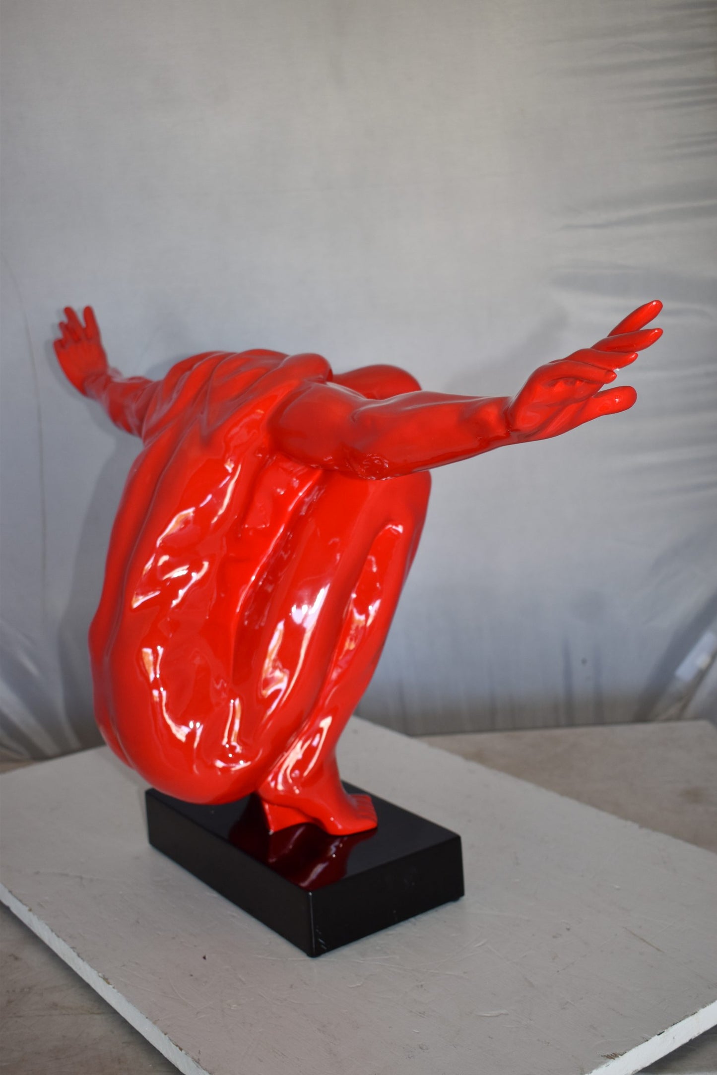 Red Saluting Body Builder Made of Resin Mounted on A Base Size: 37" x 14" x 19"H