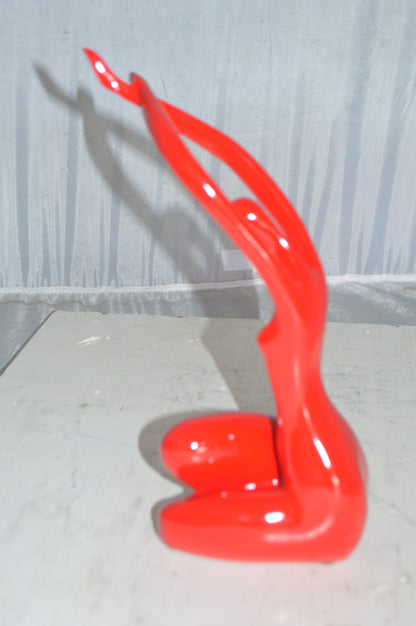 Modern Art Dancer in Action Red Resin Statue -  Size: 4"L x 6"W x 13"H.