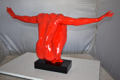 Red Saluting Body Builder Made of Resin Mounted on A Base Size: 37" x 14" x 19"H