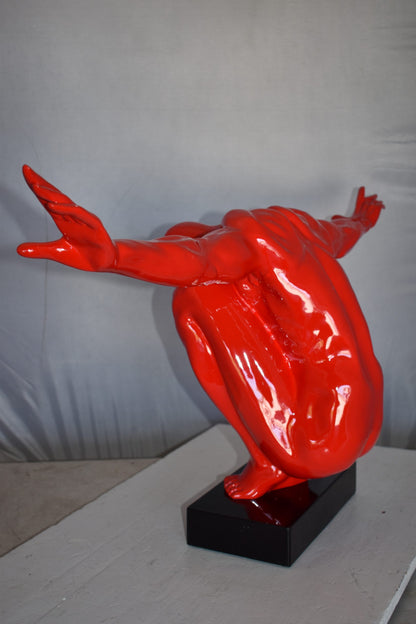 Red Saluting Body Builder Made of Resin Mounted on A Base Size: 37" x 14" x 19"H