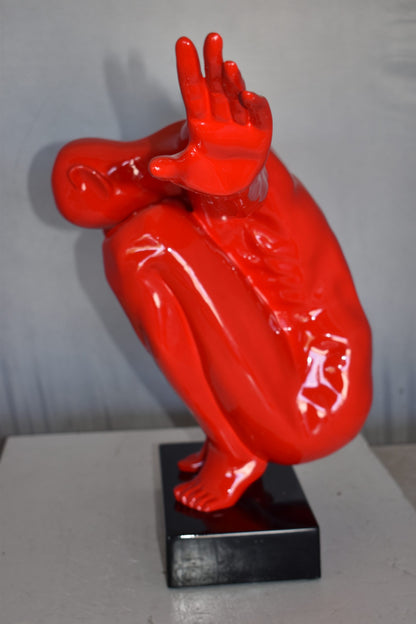 Red Saluting Body Builder Made of Resin Mounted on A Base Size: 37" x 14" x 19"H