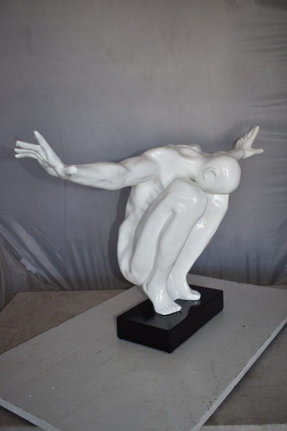 White Saluting Body Builder Made of Resin Mounted on Base Size: 37" x 14" x 19"H