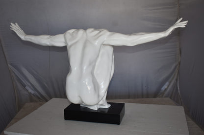 White Saluting Body Builder Made of Resin Mounted on Base Size: 37" x 14" x 19"H