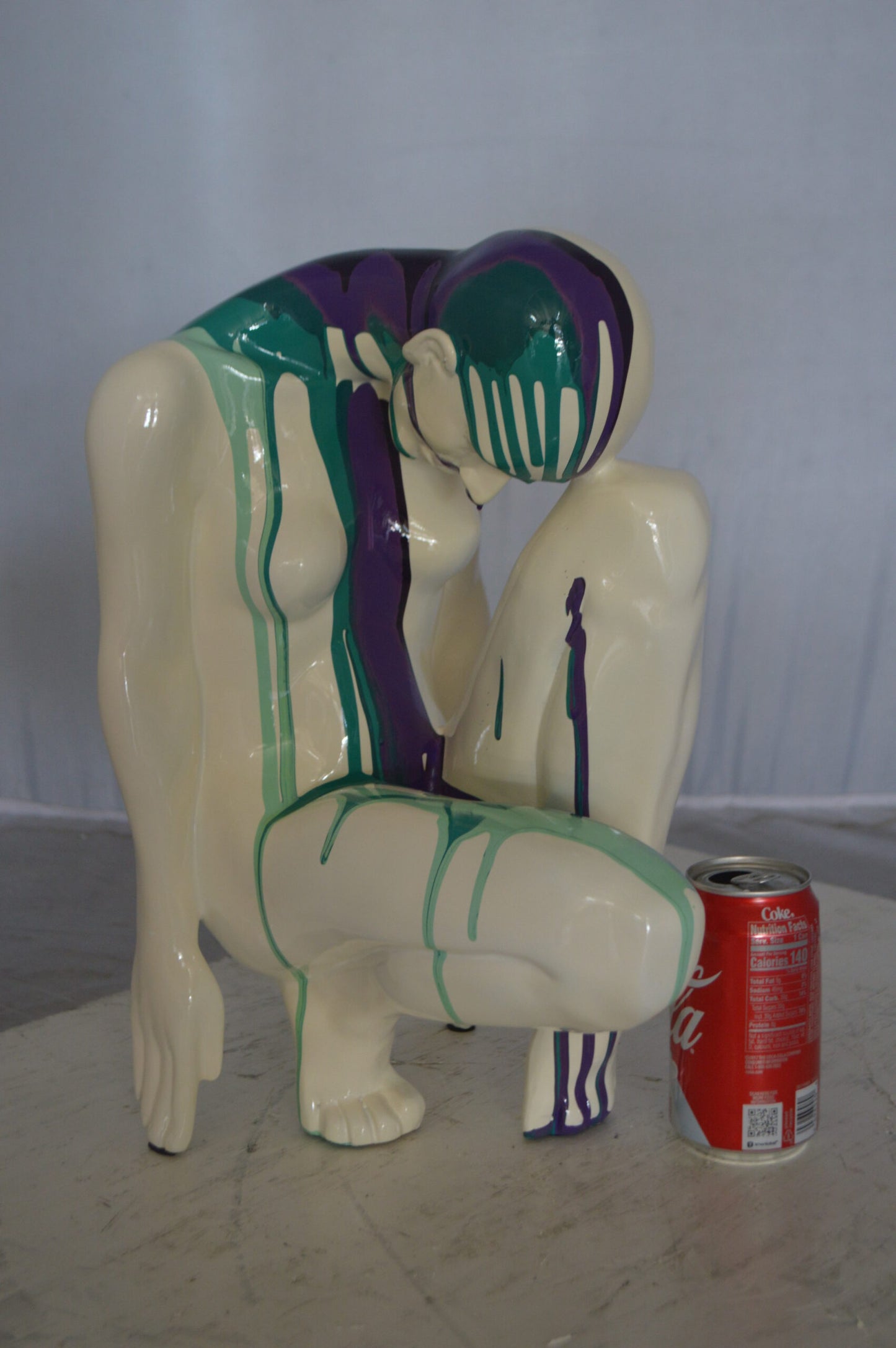Modern Art Purple Green Mystery girl made of Resin -  Size: 9"L x 11"W x 15"H.