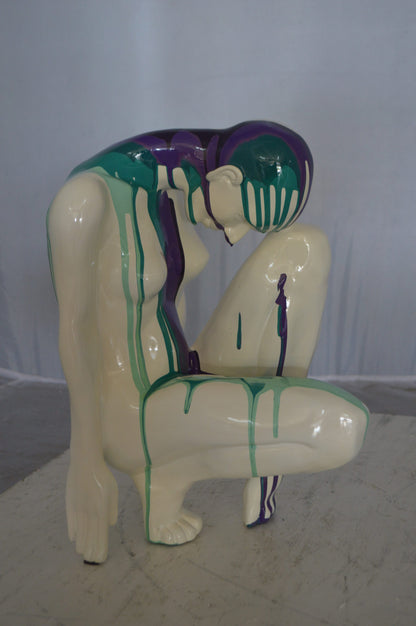 Modern Art Purple Green Mystery girl made of Resin -  Size: 9"L x 11"W x 15"H.