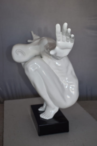 White Saluting Body Builder Made of Resin Mounted on Base Size: 37" x 14" x 19"H