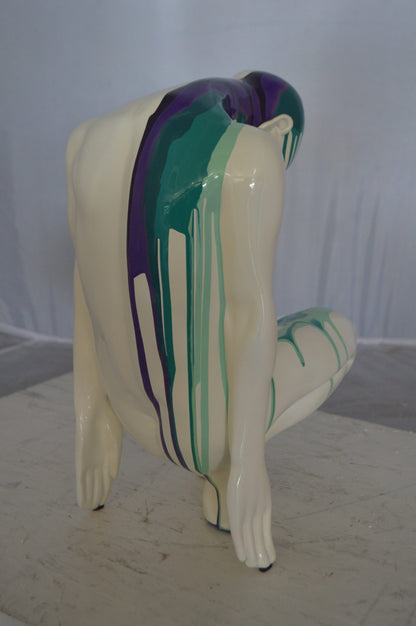 Modern Art Purple Green Mystery girl made of Resin -  Size: 9"L x 11"W x 15"H.