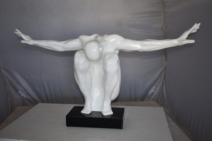 White Saluting Body Builder Made of Resin Mounted on Base Size: 37" x 14" x 19"H