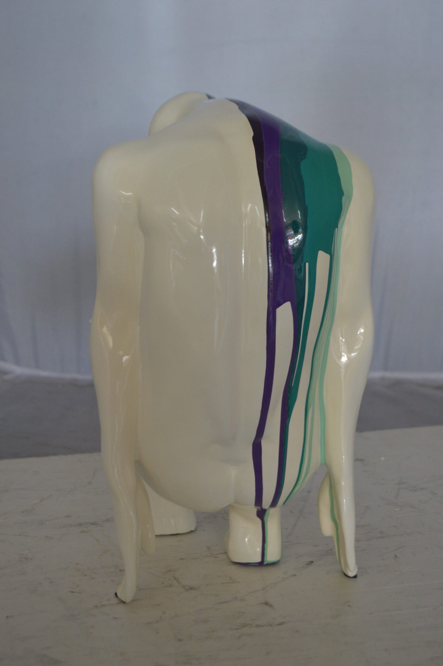 Modern Art Purple Green Mystery girl made of Resin -  Size: 9"L x 11"W x 15"H.