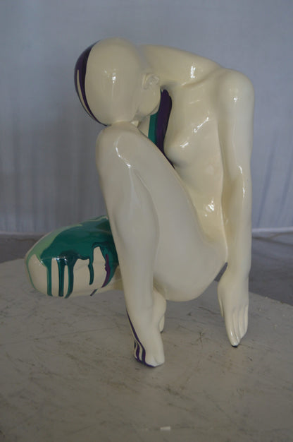 Modern Art Purple Green Mystery girl made of Resin -  Size: 9"L x 11"W x 15"H.