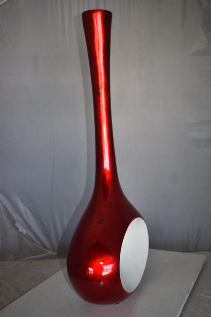 Modern Tall Red and White Vase Made of Resin Size: 18" x 7" x 36"H