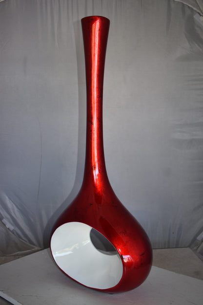 Modern Tall Red and White Vase Made of Resin Size: 18" x 7" x 36"H