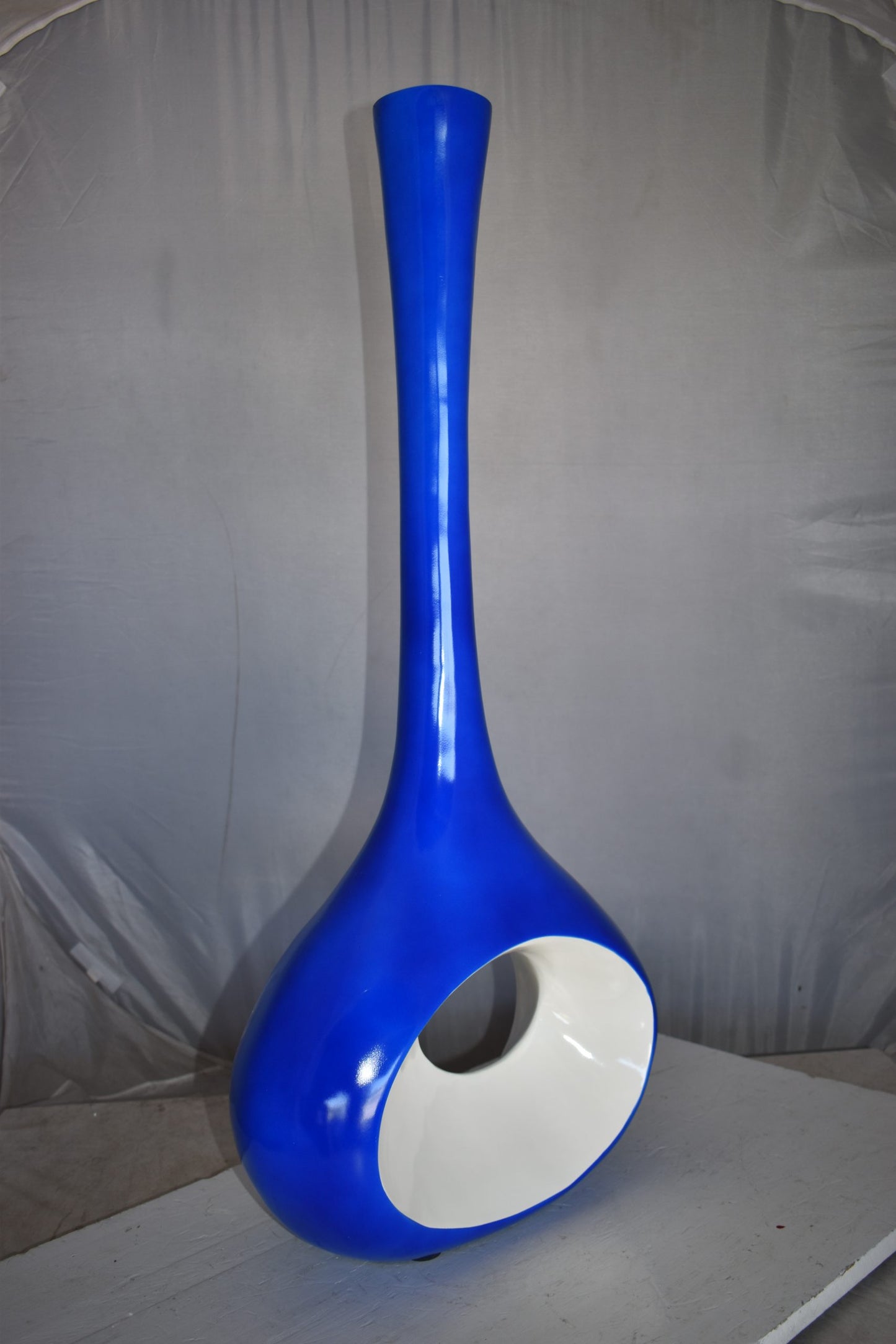 Modern Tall Blue and White Vase Made of Resin Size: 37" x 14" x 19"H