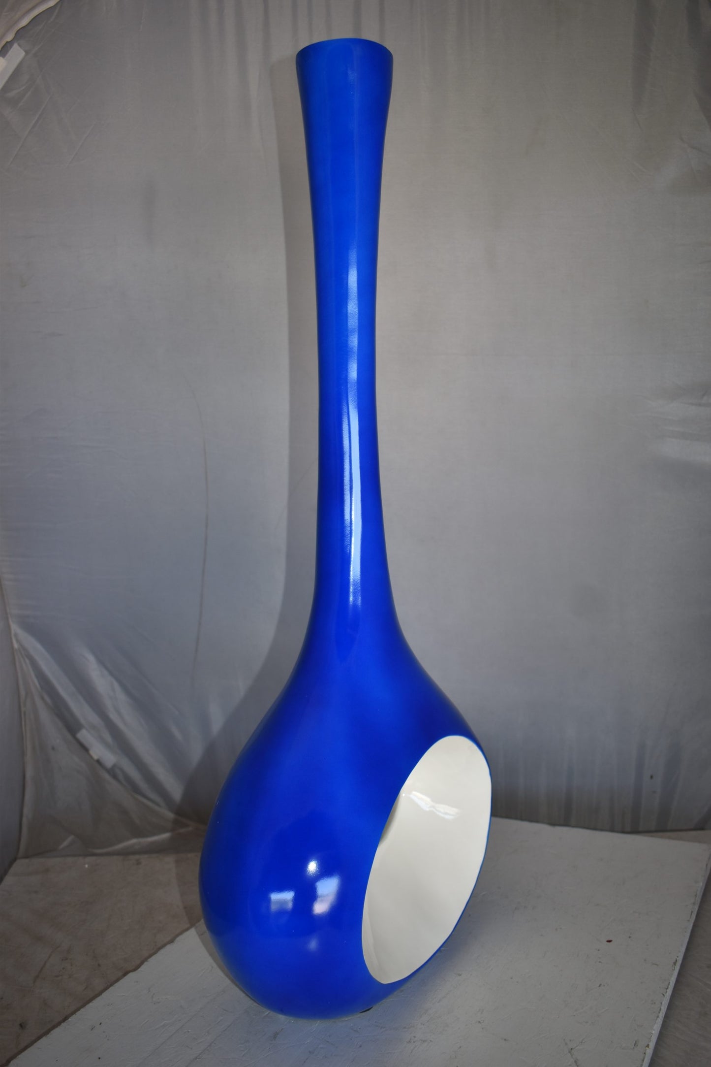 Modern Tall Blue and White Vase Made of Resin Size: 37" x 14" x 19"H