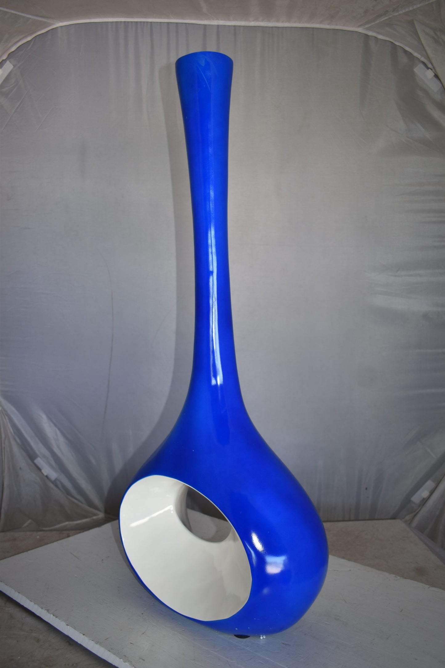 Modern Tall Blue and White Vase Made of Resin Size: 37" x 14" x 19"H