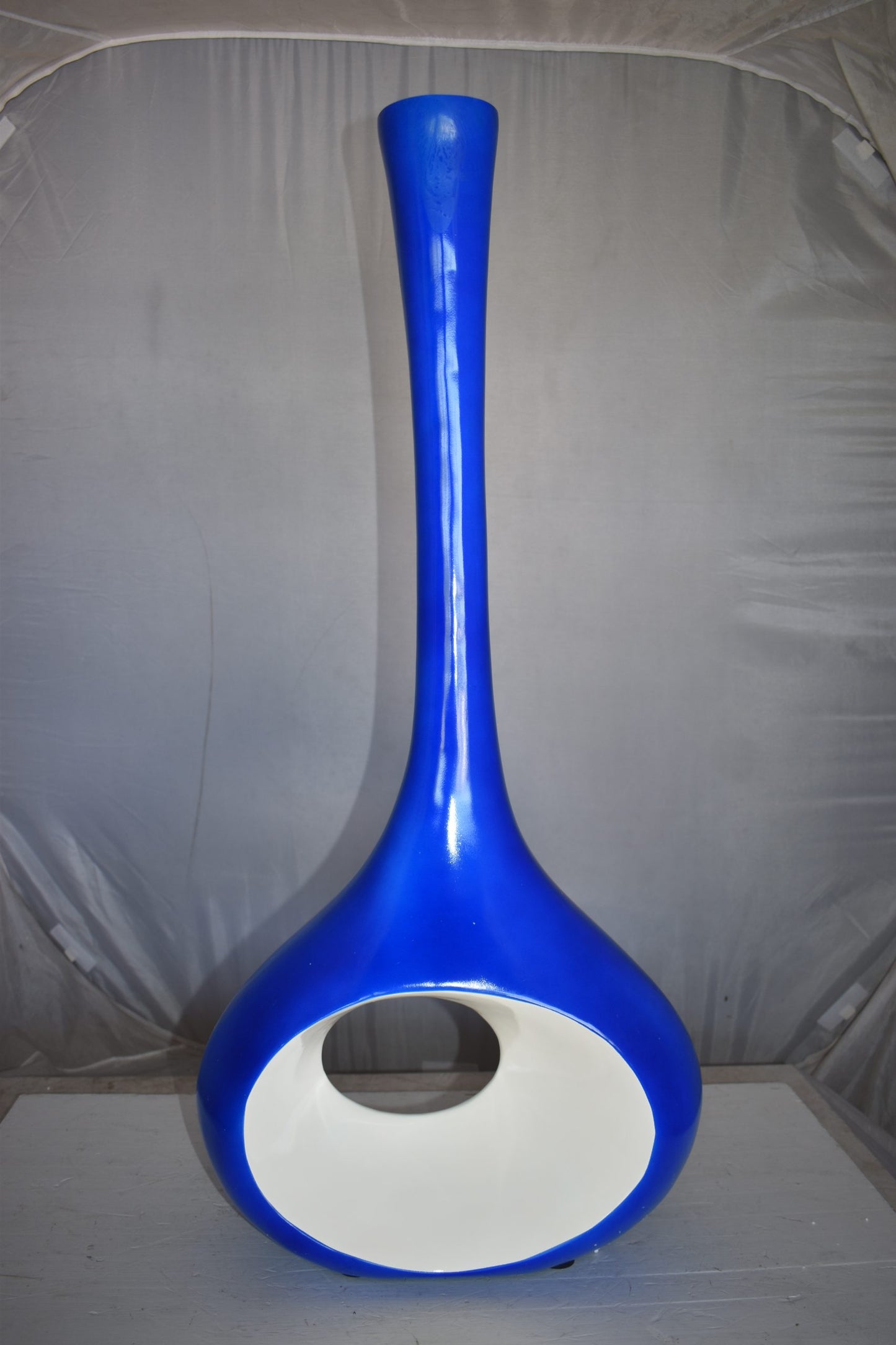 Modern Tall Blue and White Vase Made of Resin Size: 37" x 14" x 19"H