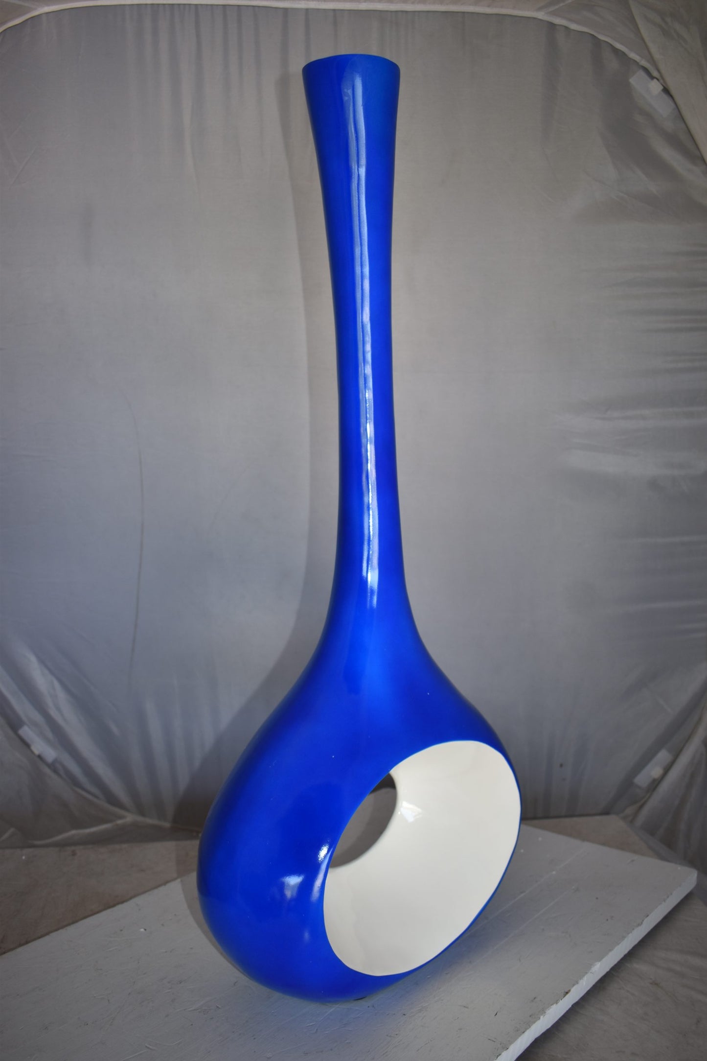 Modern Tall Blue and White Vase Made of Resin Size: 37" x 14" x 19"H