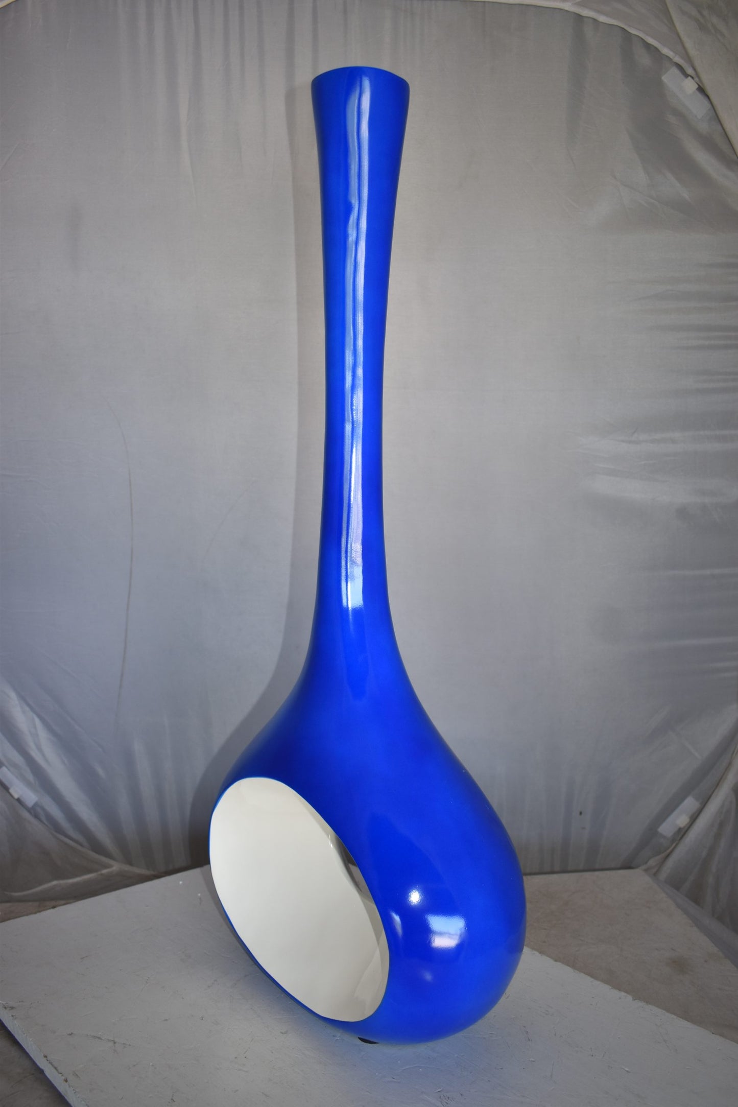 Modern Tall Blue and White Vase Made of Resin Size: 37" x 14" x 19"H