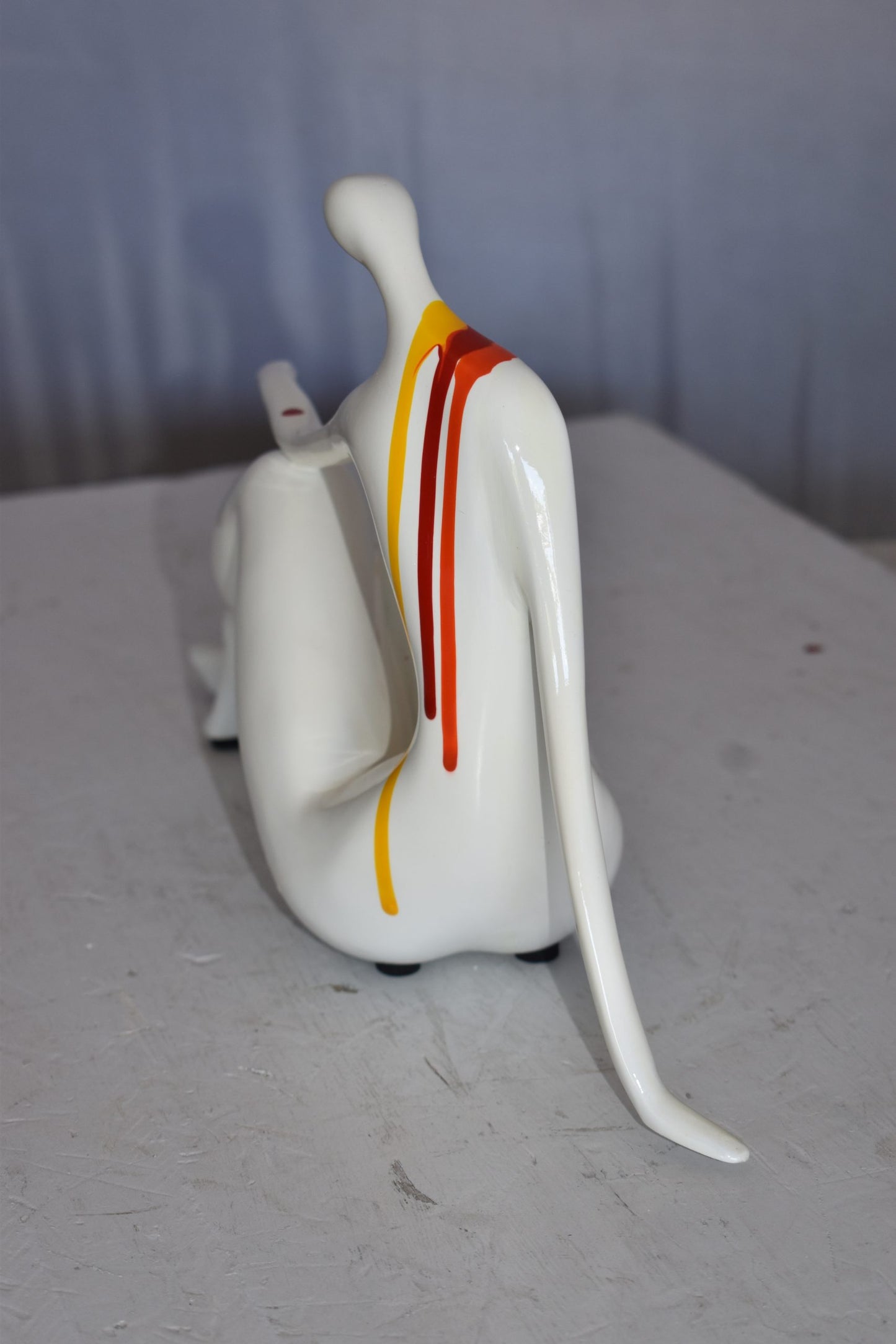 Modern Art Women on The Beach White with Paint Drops Resin Statue 14" x 4" x 8"H