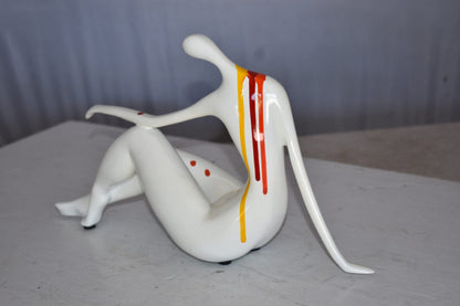 Modern Art Women on The Beach White with Paint Drops Resin Statue 14" x 4" x 8"H