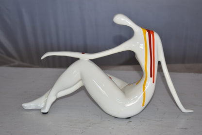 Modern Art Women on The Beach White with Paint Drops Resin Statue 14" x 4" x 8"H