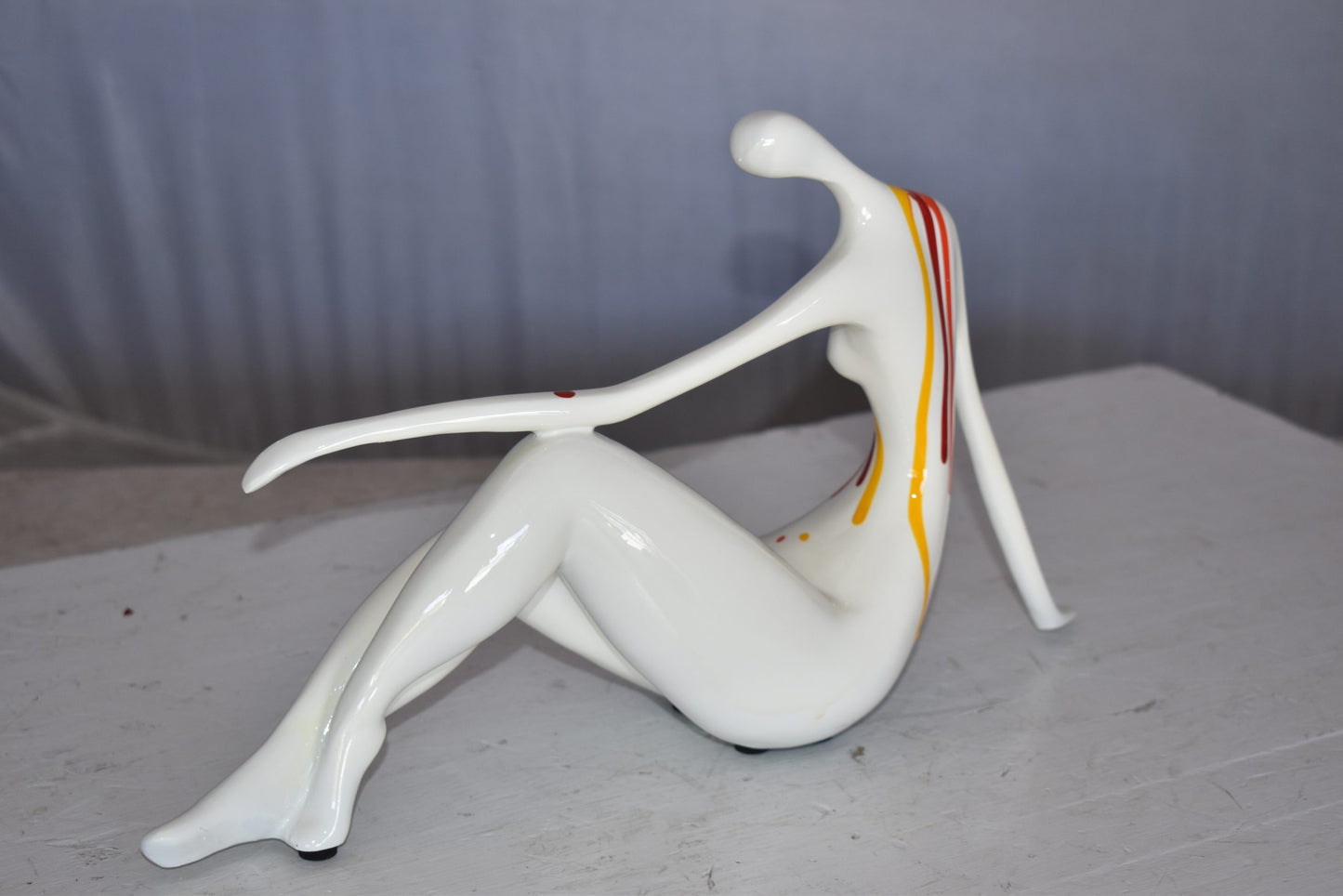 Modern Art Women on The Beach White with Paint Drops Resin Statue 14" x 4" x 8"H