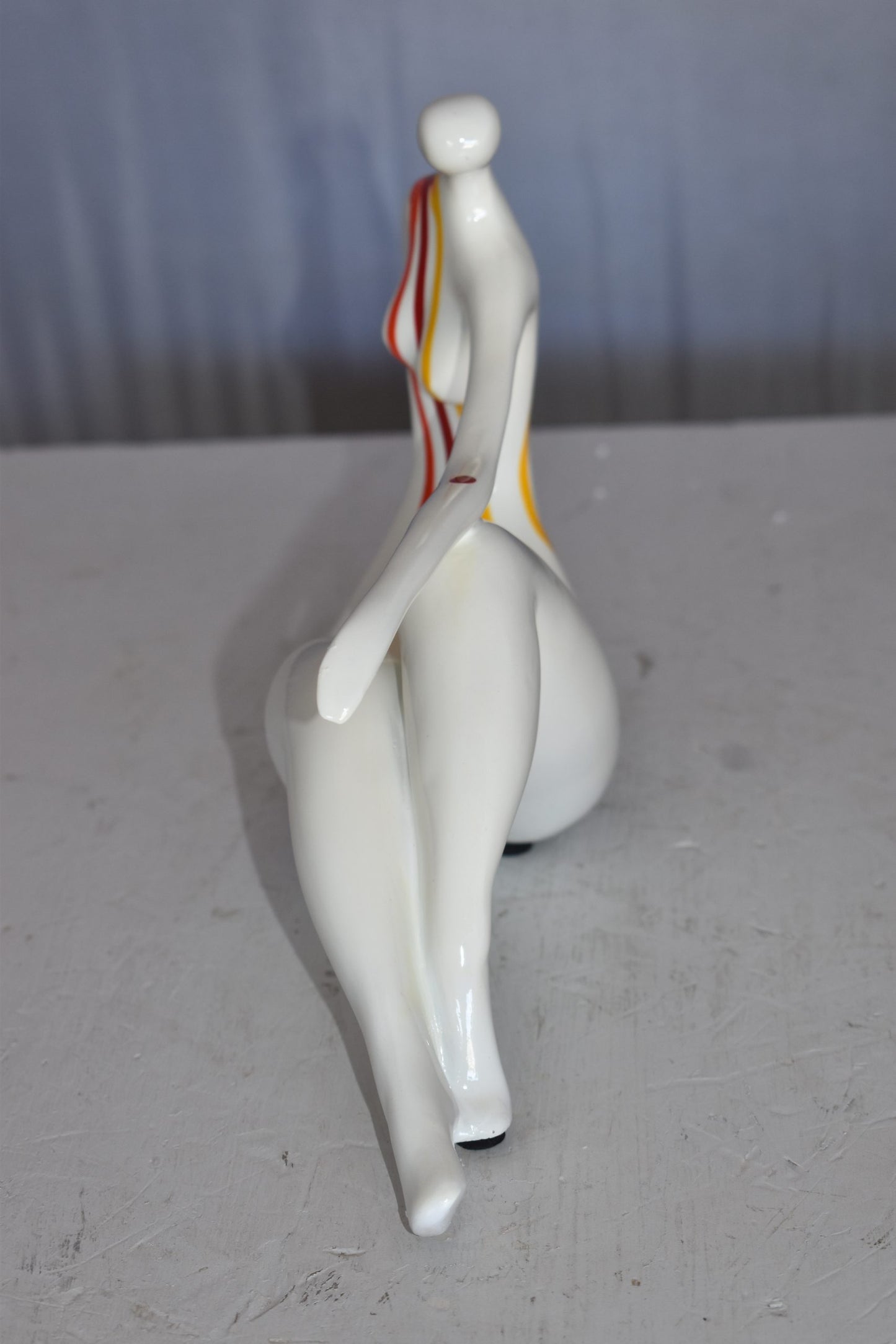 Modern Art Women on The Beach White with Paint Drops Resin Statue 14" x 4" x 8"H