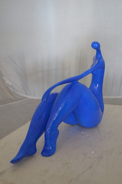 Modern Art Blue Women on the Beach Resin Statue -  Size: 27"L x 8"W x 15"H.