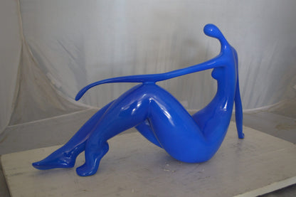 Modern Art Blue Women on the Beach Resin Statue -  Size: 27"L x 8"W x 15"H.