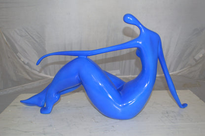 Modern Art Blue Women on the Beach Resin Statue -  Size: 27"L x 8"W x 15"H.