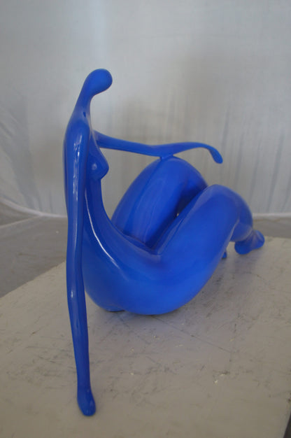 Modern Art Blue Women on the Beach Resin Statue -  Size: 27"L x 8"W x 15"H.