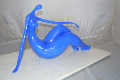 Modern Art Blue Women on the Beach Resin Statue -  Size: 27"L x 8"W x 15"H.