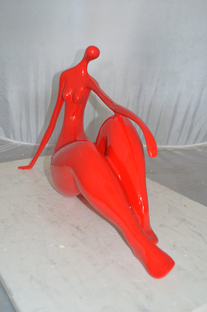 Modern Art Red Women on the Beach Resin Statue -  Size: 27"L x 8"W x 15"H.
