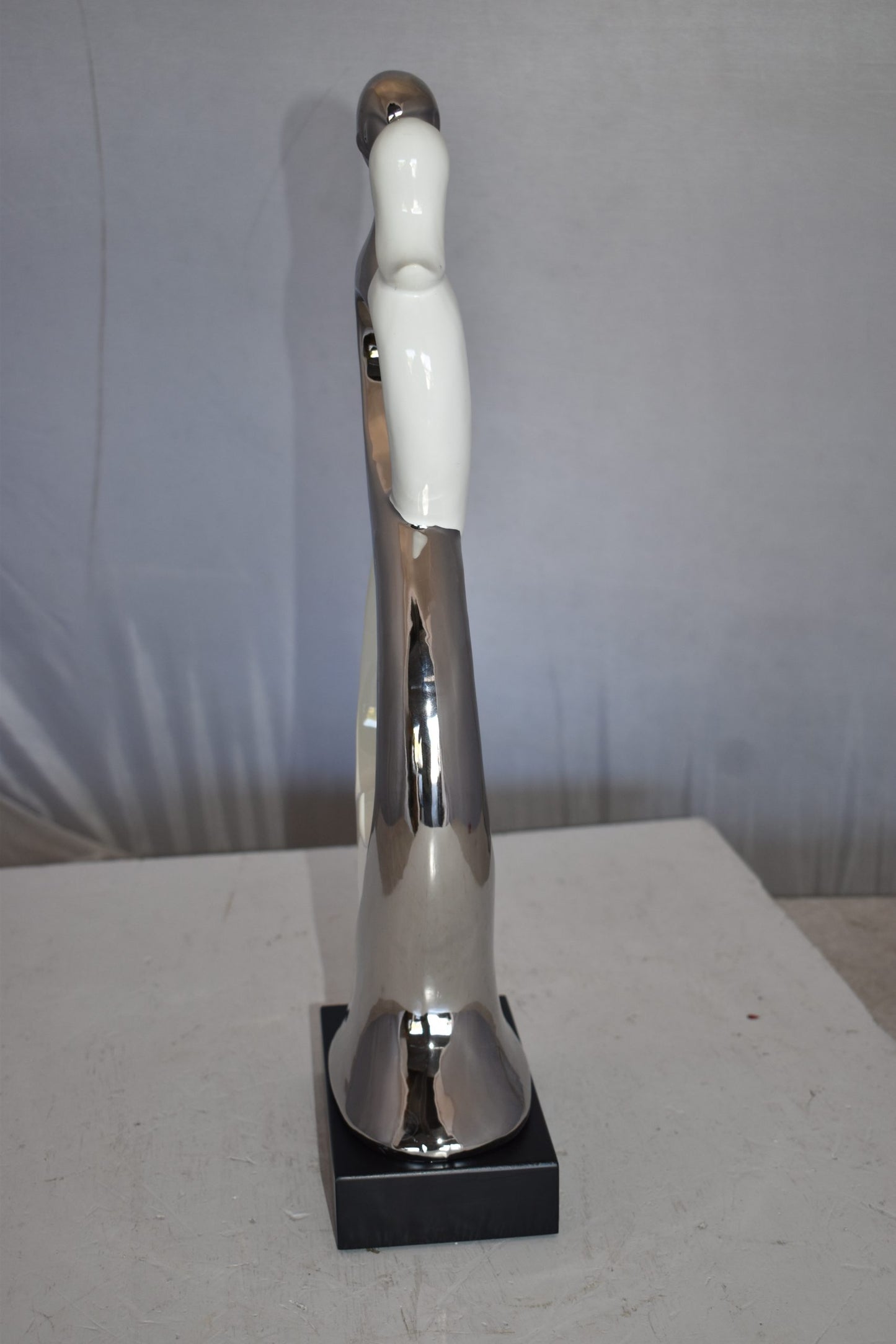 Modern Art Ceramic Lovers White and Silver Colors Size: 7" x 4" x 20"H