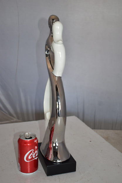 Modern Art Ceramic Lovers White and Silver Colors Size: 7" x 4" x 20"H