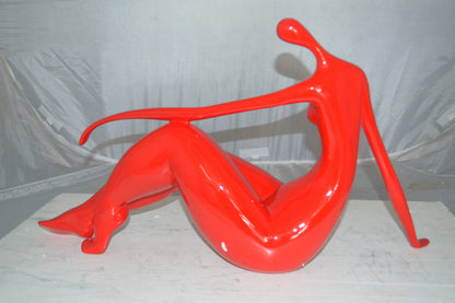 Modern Art Red Women on the Beach Resin Statue -  Size: 27"L x 8"W x 15"H.