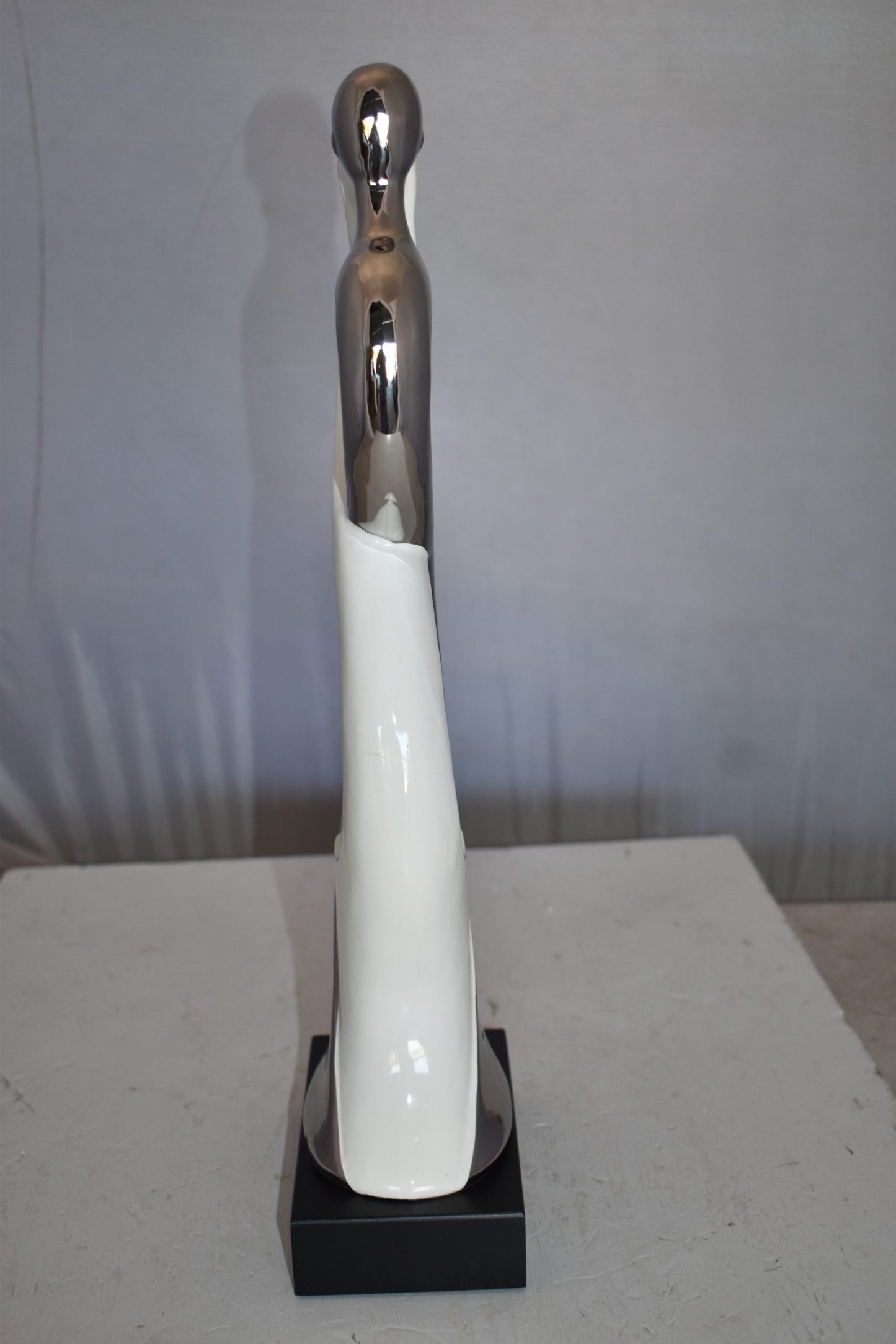 Modern Art Ceramic Lovers White and Silver Colors Size: 7" x 4" x 20"H