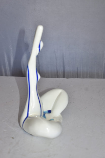 Modern Art Ballet Dancer White with Paint Drops Resin Statue 9" x 5" x 10"H