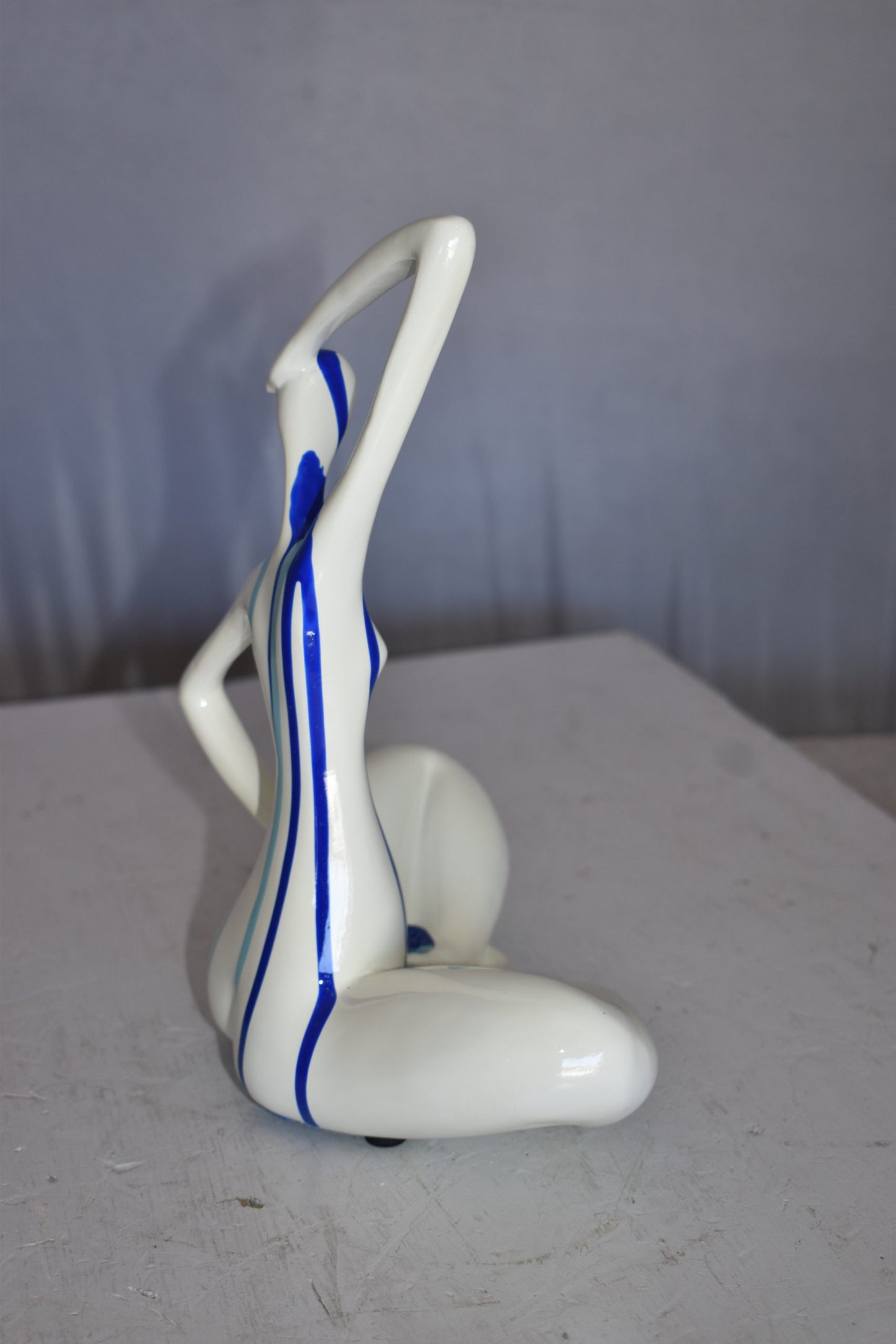 Modern Art Ballet Dancer White with Paint Drops Resin Statue 9" x 5" x 10"H