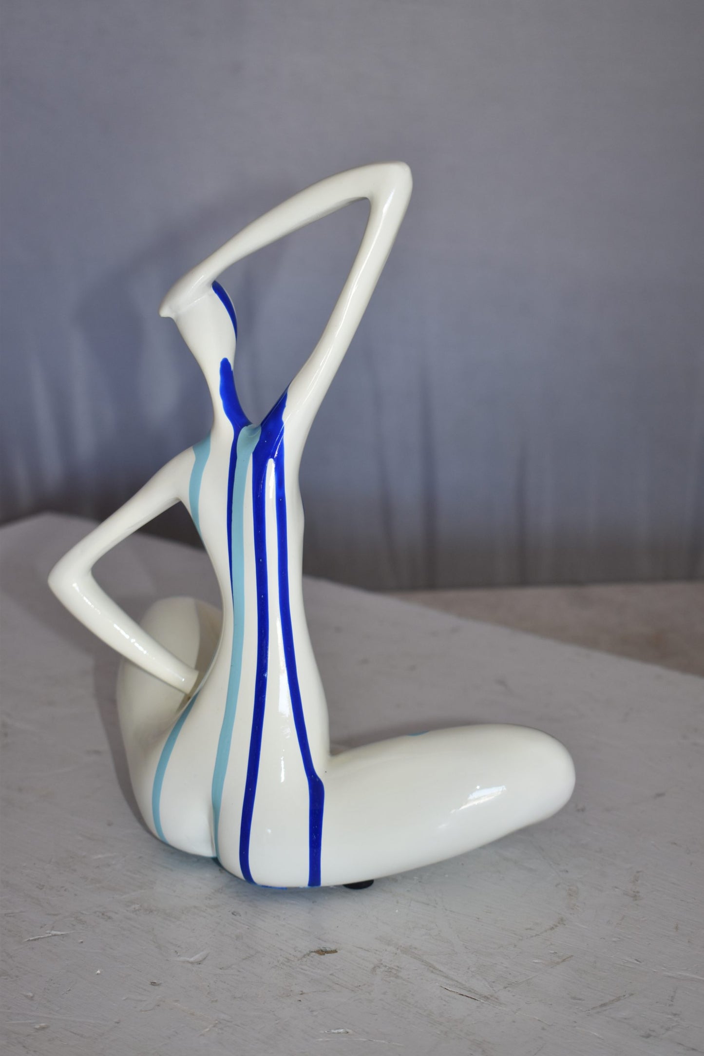 Modern Art Ballet Dancer White with Paint Drops Resin Statue 9" x 5" x 10"H