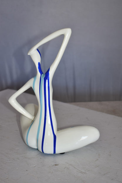 Modern Art Ballet Dancer White with Paint Drops Resin Statue 9" x 5" x 10"H