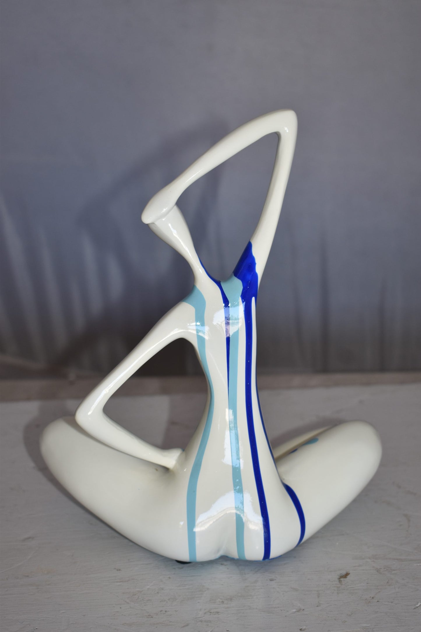 Modern Art Ballet Dancer White with Paint Drops Resin Statue 9" x 5" x 10"H